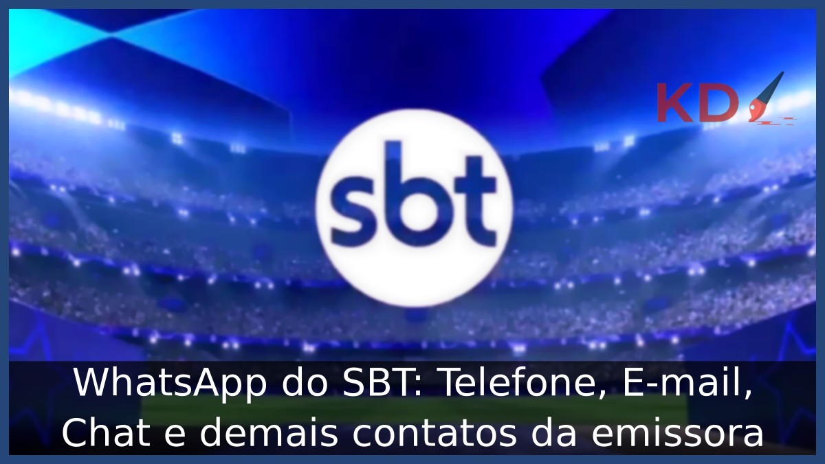 WhatsApp do SBT: Telefone, 0800, E-mail, Chat e demais contatos da emissora 15 Logomarca do SBT branca em um fundo azul