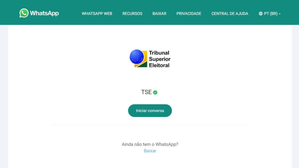 WhatsApp Web do TSE