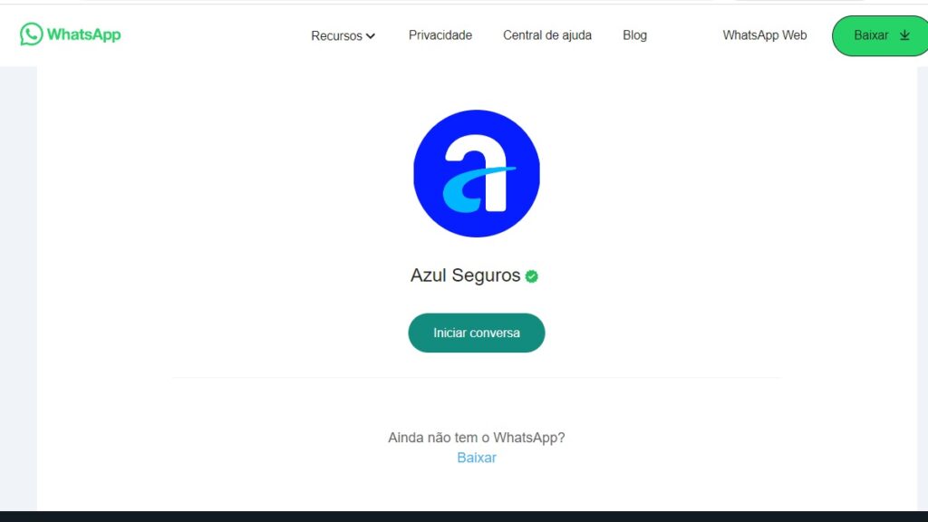 Azul Seguros WhatsApp: Telefones, 0800, Fale conosco e demais meios de contato! 3 Print Screen Azul Seguros WhatsApp.