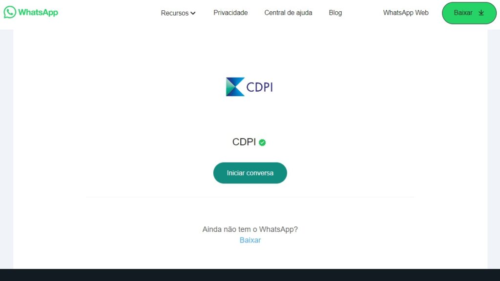 CDPI WhatsApp: Telefones, 0800, Fale conosco e demais meios de contato! 2 Print Screen CDPI WhatsApp.