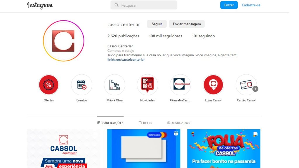 Cassol WhatsApp: Telefones, 0800 e outras formas de contato! 3 Print Screen do Instagram da Cassol.