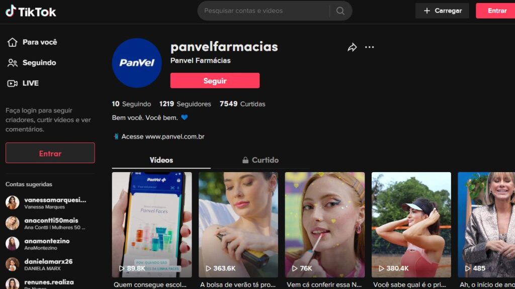 Panvel WhatsApp: Telefones, e-mail, SAC, 0800 e demais contatos! 2 Print Screen TikTok da Panvel Farmácias.