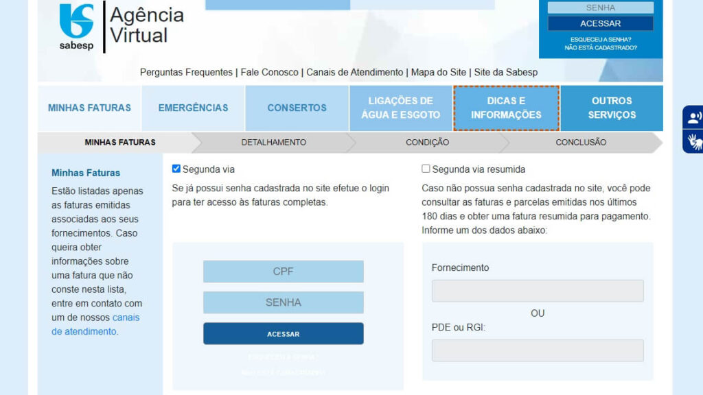 Sabesp 2ª Via: Descubra como emitir uma nova fatura da conta! 2 Agência Virtual Sabesp