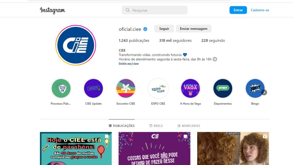 Print Screen CIEE Instagram.