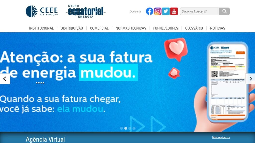 Página inicial do site do CEEE