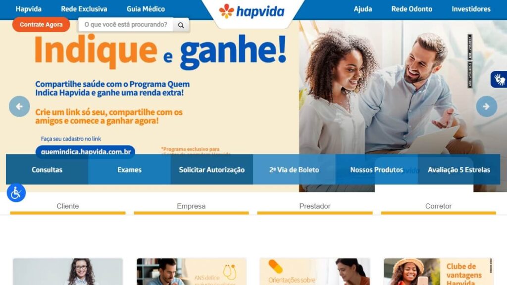 Hapvida Boleto: Veja como emitir novas guias de suas contas! 3 Página inicial do site da Hapvida