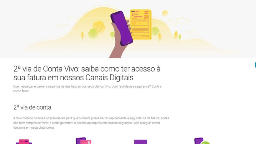 Página de solicitação de segunda via da Vivo