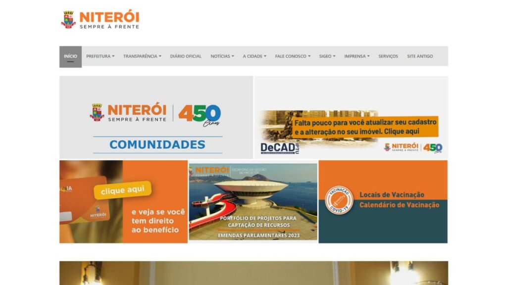 Print do site da Prefeitura de Niterói