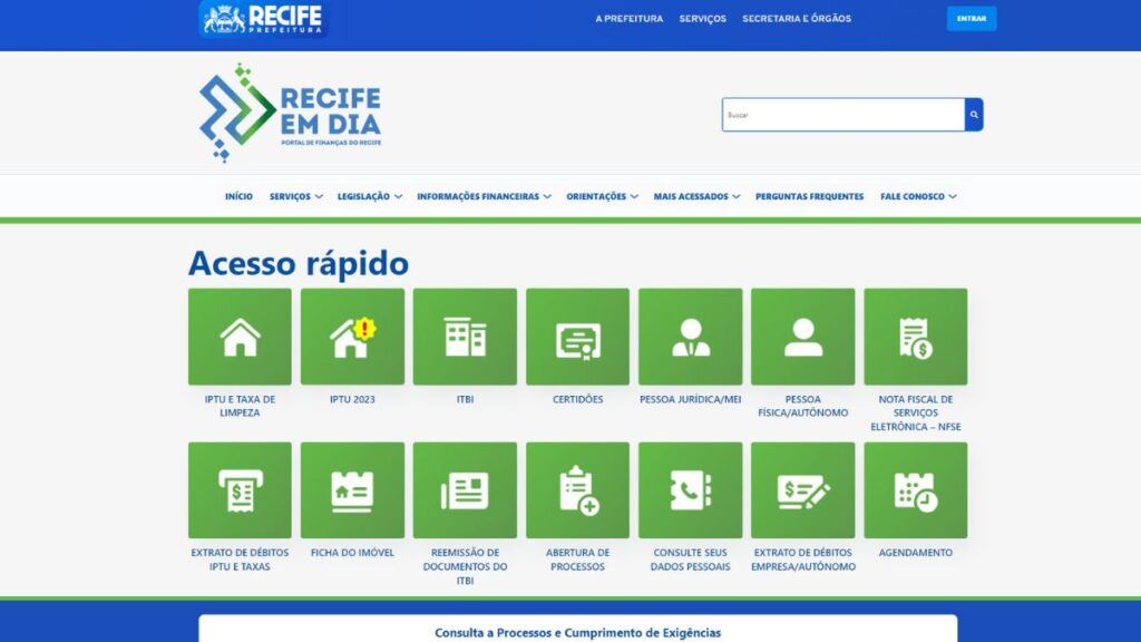 Print do site de Recife