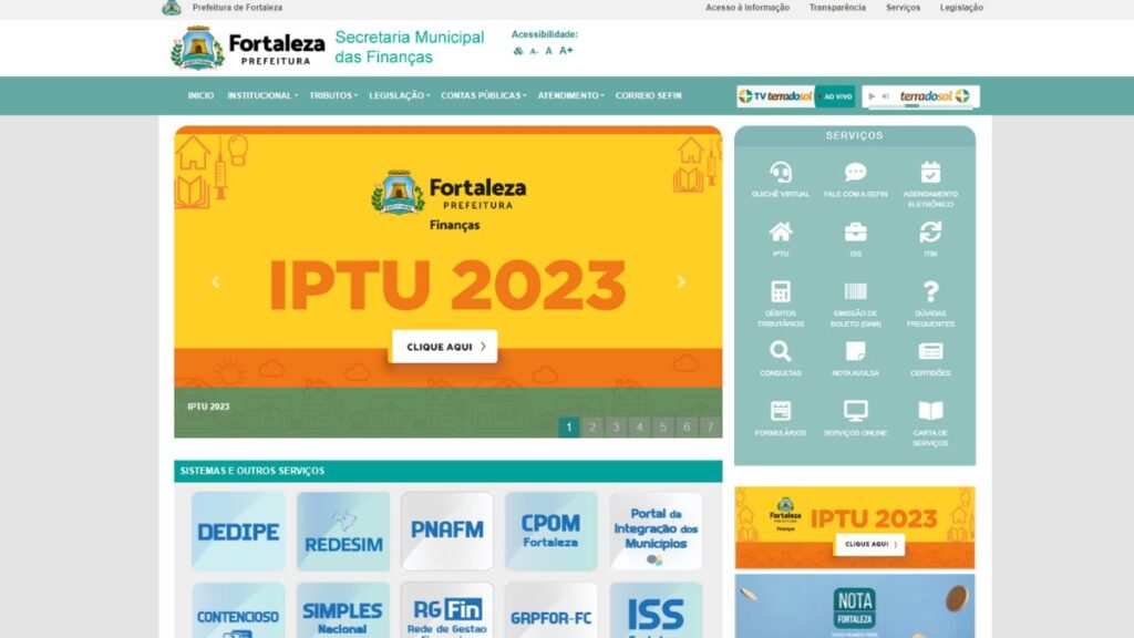 IPTU Fortaleza: Guia, 2ª via e consulta prefeitura 2 Print do site da prefeitura de Fortaleza