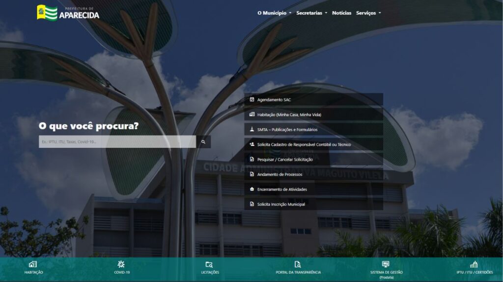IPTU Aparecida de Goiânia: Guia, 2ª via e consulta prefeitura 2 Print do site da prefeitura de Aparecida
