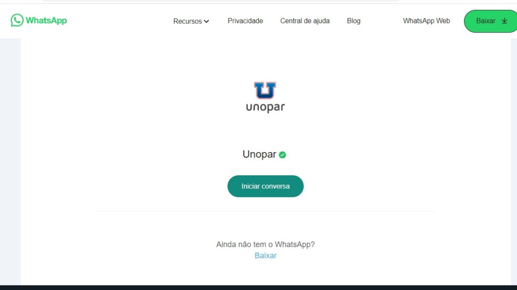 Unopar WhatsApp: Telefones, 0800, chat e demais meios de contato 1 Print Screen do Unopar WhatsApp