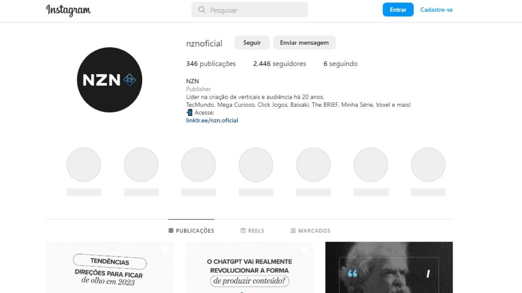 WhatsApp Baixaki: Telefone, 0800, Formulário de contato e muito mais! 3 Print Screen do Instagram da NZN.