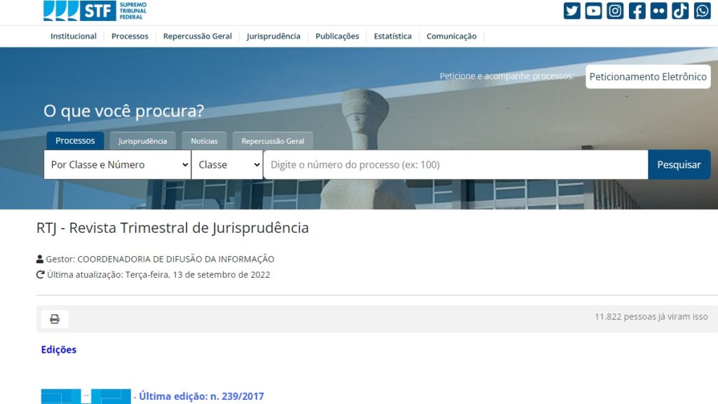 Concurso PRF 2024: Terá novo concurso? Veja como foi o último certame! 3 Print Screen da Revista Trimestral de Jurisprudência STF.