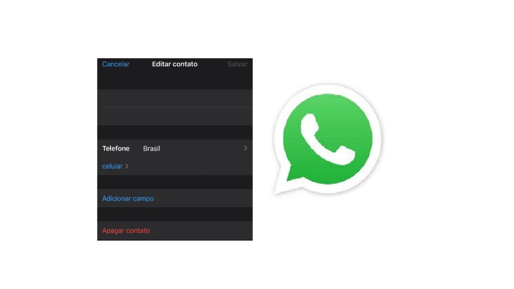 Print Screen da tela de apagar contatos no WhatsApp.