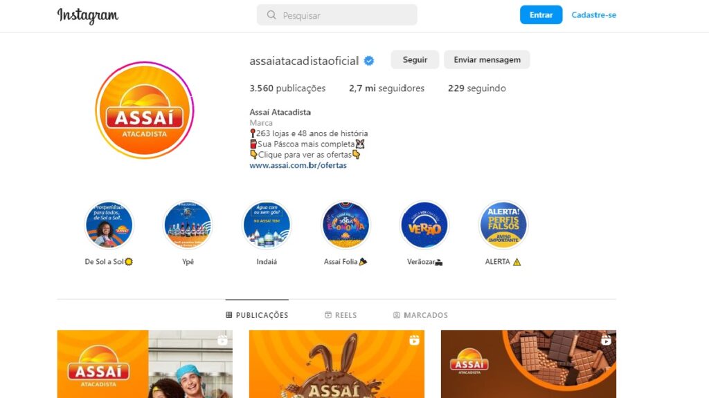 Print Screen do Instagram da Assaí Atacadista.