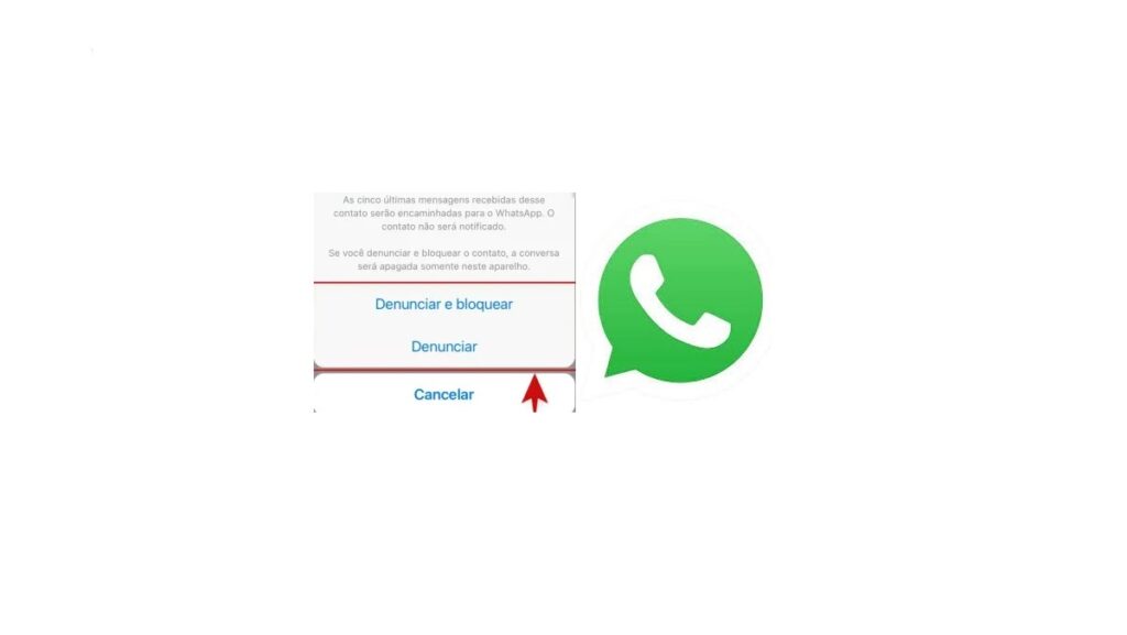 O que significa denunciar no WhatsApp: Entenda sua utilidade! 2 Print da opção de denunciar uma conversa no WhatsApp.
