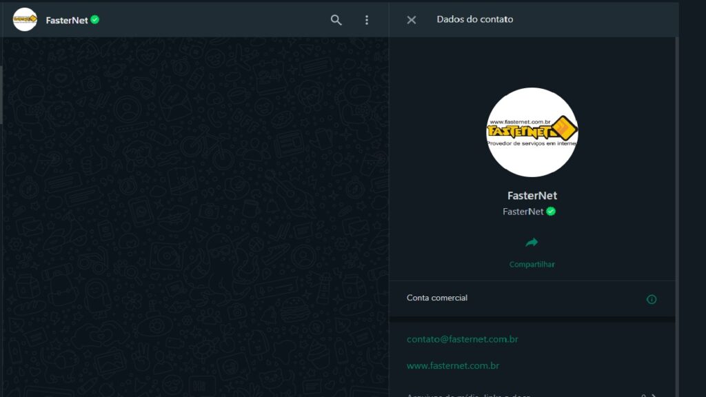 Print Screen do chat do Fasternet WhatsApp.