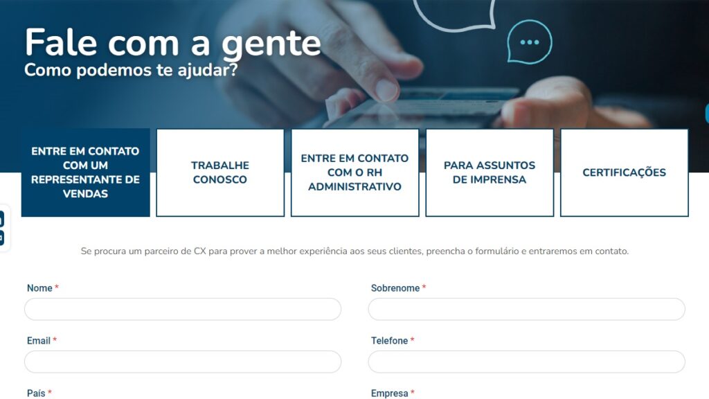WhatsApp Atento: Telefone, 0800, Formulário de contato e muito mais! 2 Print Screen do Formulário de Contato da Atento.