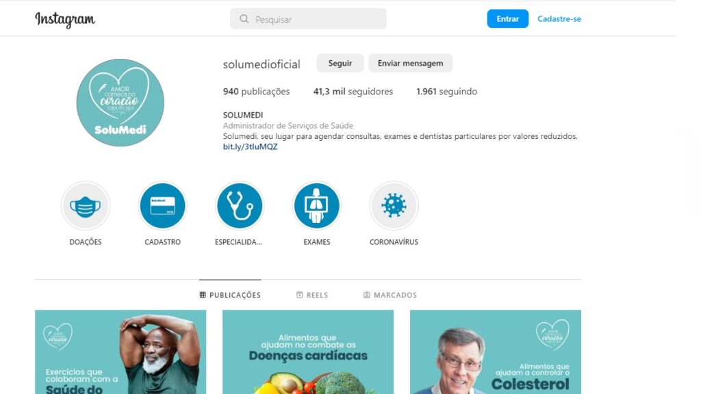 Solumedi WhatsApp: Telefone, Formulário de contato, 0800, ouvidoria e muito mais! 3 Print Screen do Instagram da Solumedi.