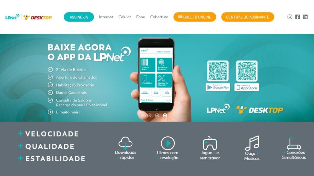 Página inicial da LPNet