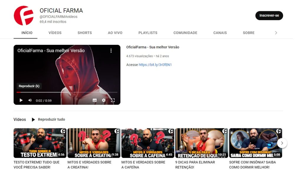 Oficialfarma WhatsApp: Telefones, 0800, SAC e muito mais! 2 Print Screen do canal do Youtube da Oficialfarma.