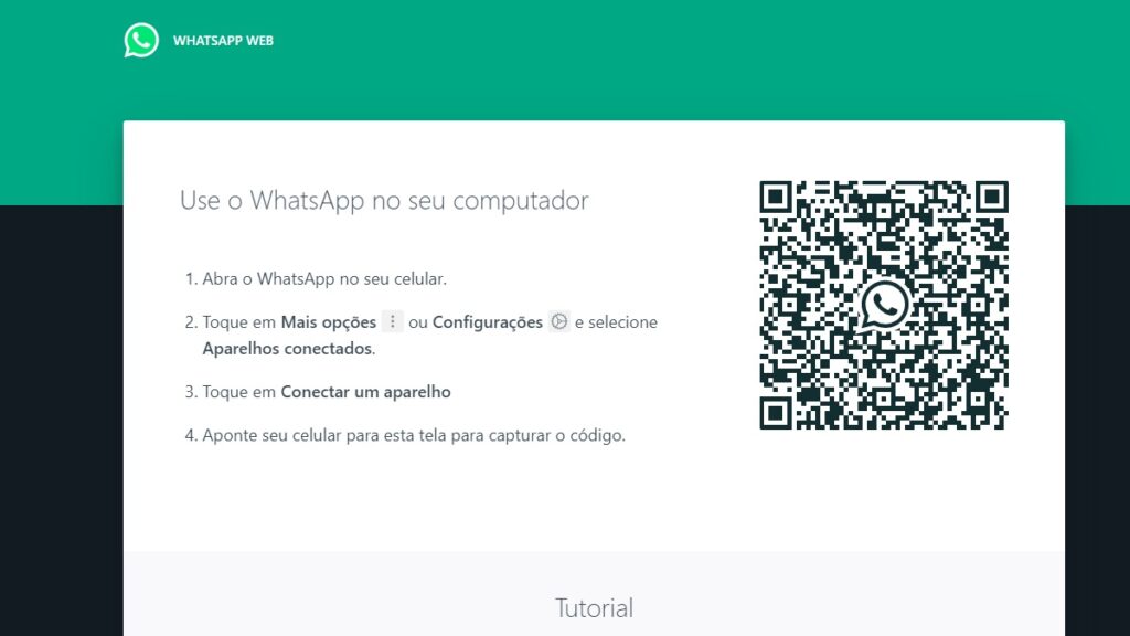 Como gerar QR Code WhatsApp: Veja como utilizar esta ferramenta! 2 Print Screen do QR Code gerado no WhatsApp Web.