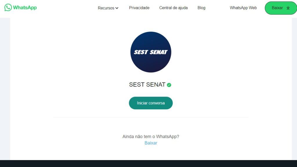 Sest Senat WhatsApp: Telefone, 0800, Formulário de contato e muito mais! 2 Print Screen do WhatsApp da Sest Senat.