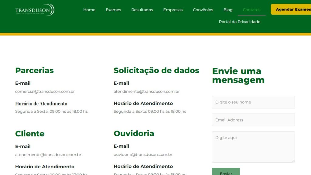 Transduson Carapicuíba WhatsApp: Telefones, E-mail, SAC, 0800 e outros contatos! 1 Print Screen da página de contatos Transduson.
