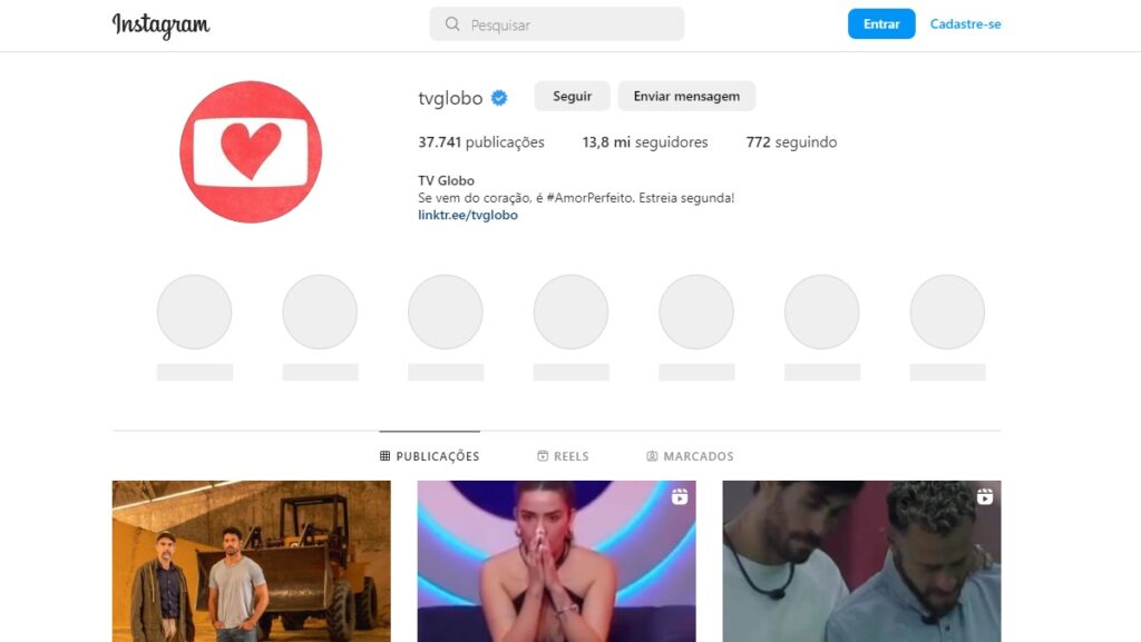 Print Screen do Instagram da Globo.
