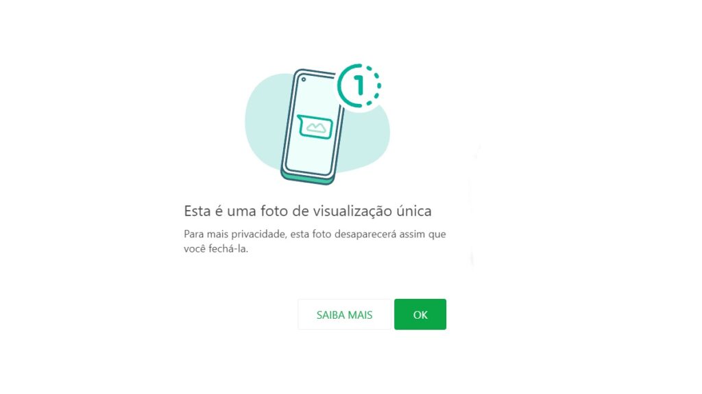 Visualização única WhatsApp: Veja como utilizar este recurso no aplicativo! 2 Print do aviso de visualização única.