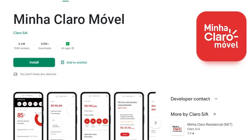 Print app minha Claro Móvel