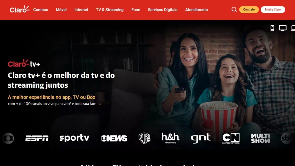 Print Screen da página da Claro TV.