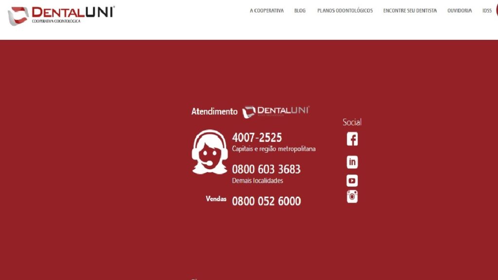 Dental Uni telefone WhatsApp: SAC, 0800, televendas e muito mais! 2 Print Screen dos telefones da Dental Uni.