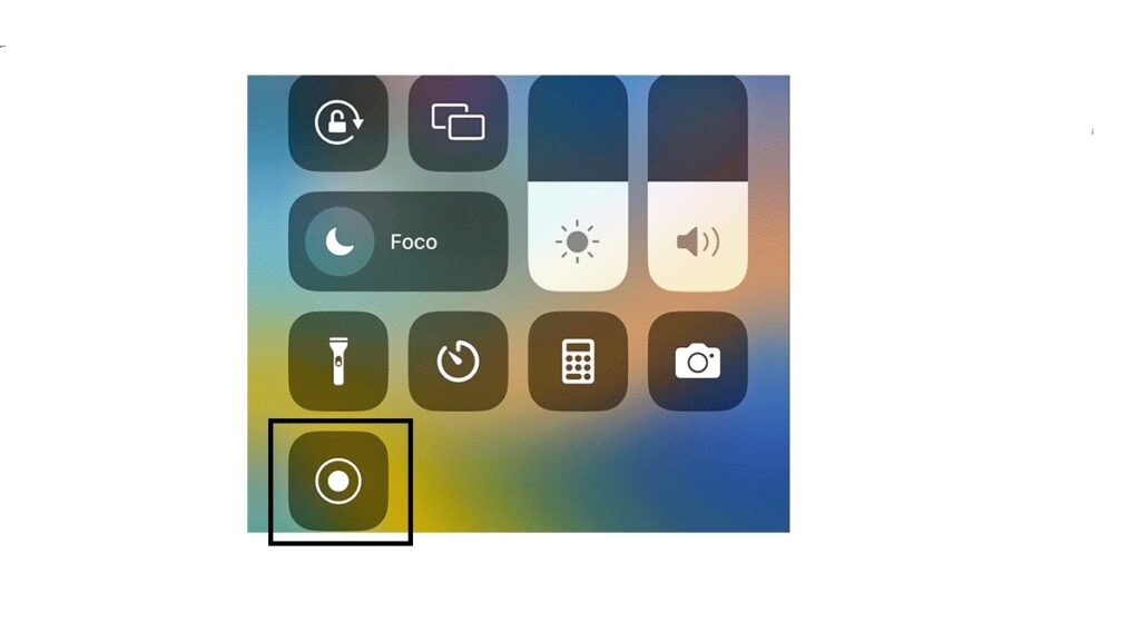 Print Screen da função de gravar tela IOS.