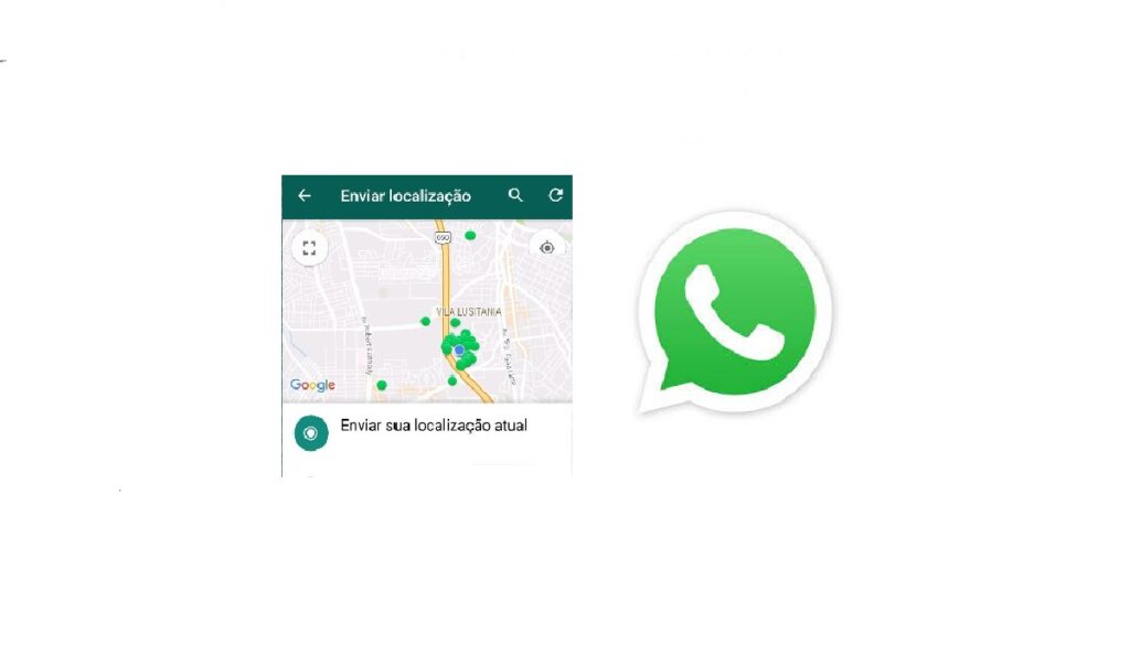 Print da tela de envio de localização no WhatsApp