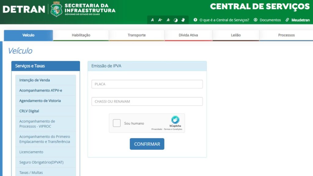 Detran CE IPVA 2024: Consulta Valor e Emissão da Guia 2 Print Screen do Detran-CE referente a informações sobre o IPVA.