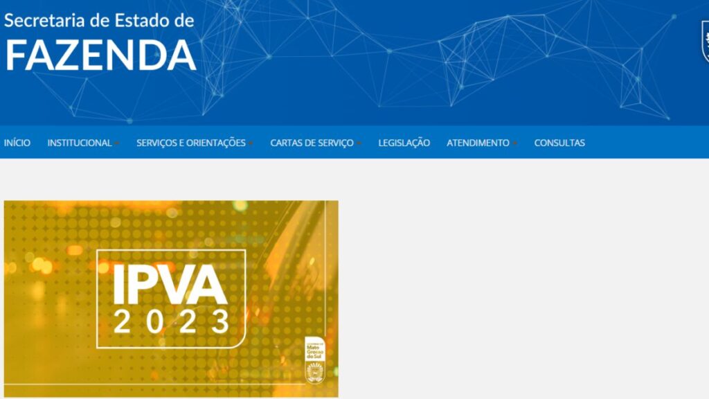 Print Screen do SEFAZ-MS referente a informações sobre o IPVA. 