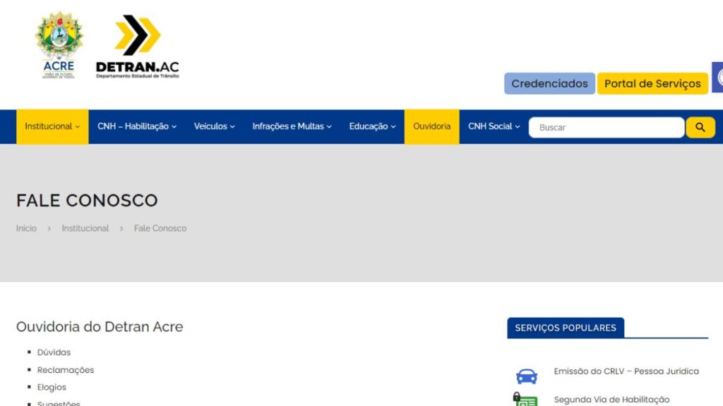 Detran AC Telefone: WhatsApp, 0800, Ouvidoria e atendimento 2 Ouvidoria do Detran AC.