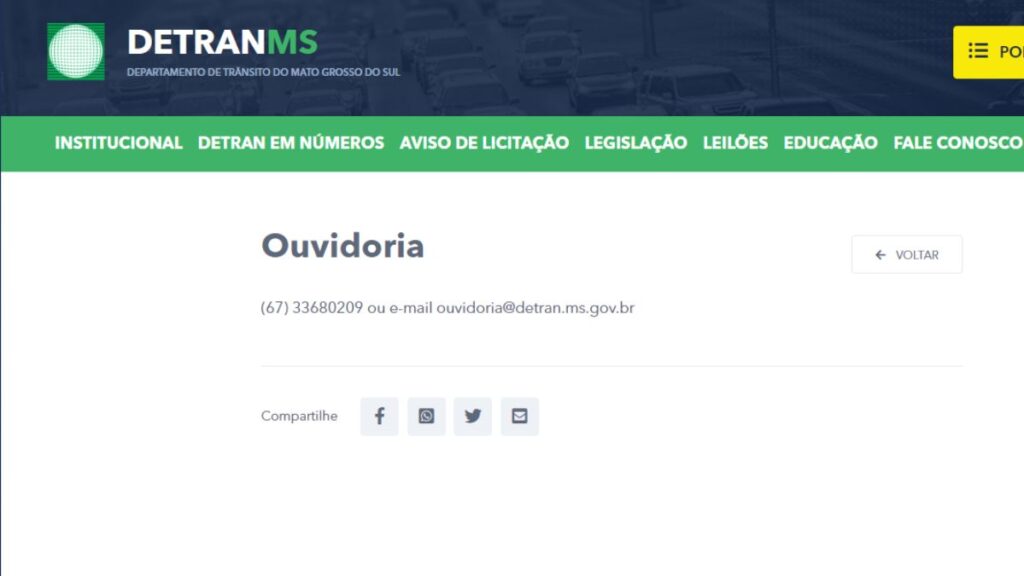 Detran MS Telefone: WhatsApp, 0800, Ouvidoria e atendimento 2 Ouvidoria do Detran MS.