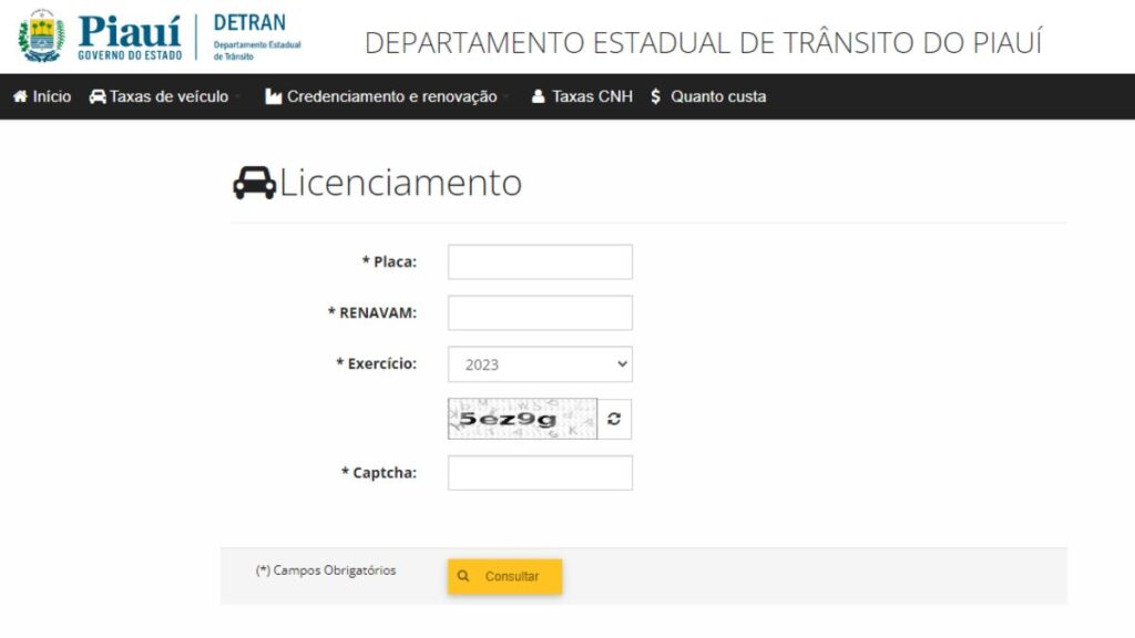 Licenciamento 2024 PI: Tabela, Valor e Pagamento 2 Print Screen do Detran-PI referente a informações sobre o Licenciamento.