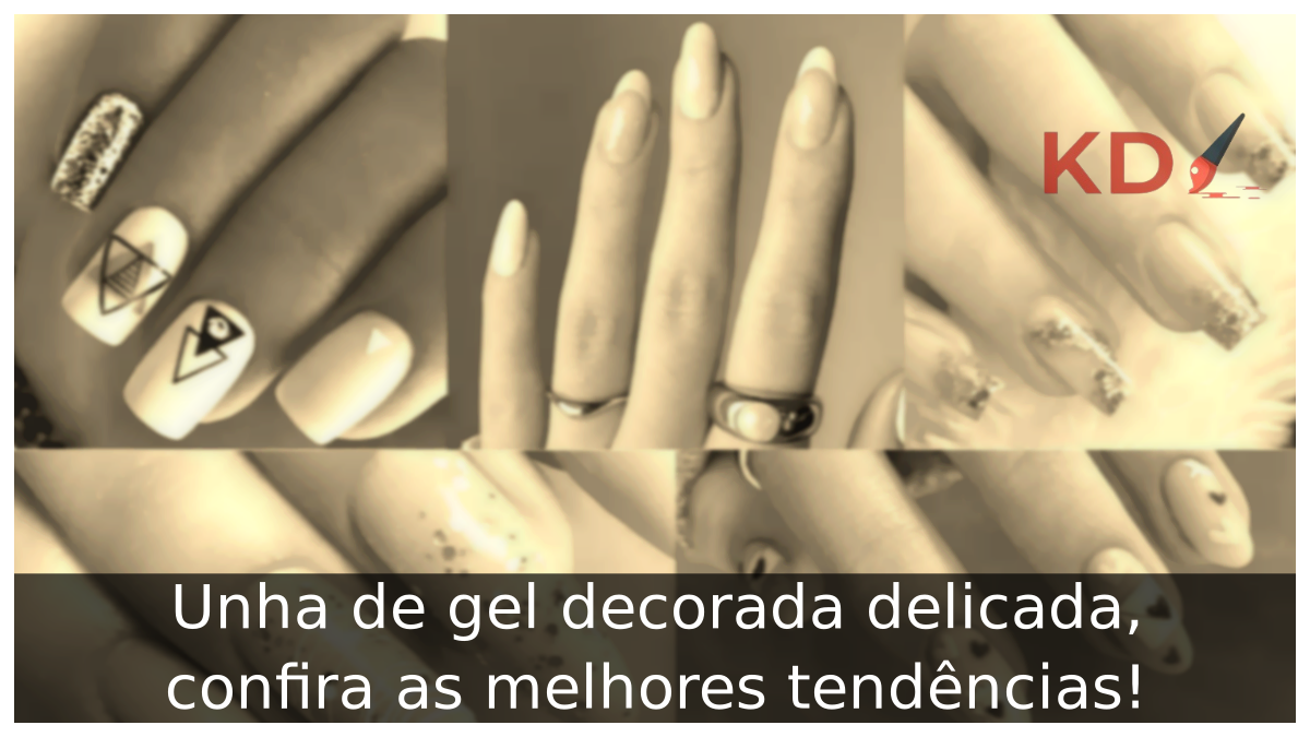 Unha de gel decorada delicada