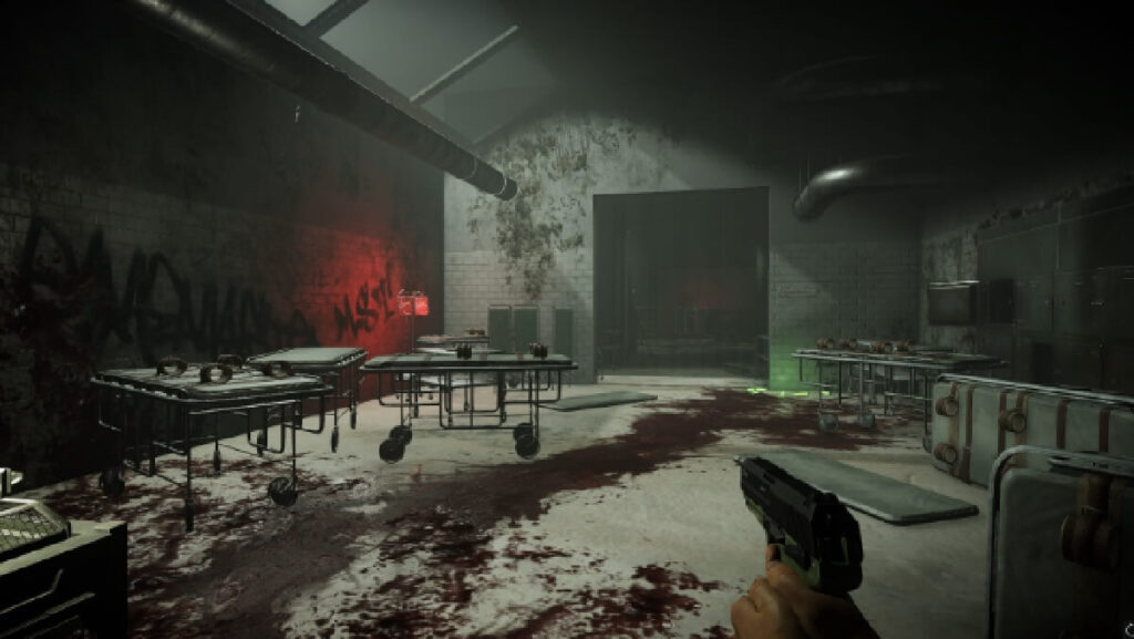 Imagem capturada de um jogador de 1° pessoa no jogo Deceit.