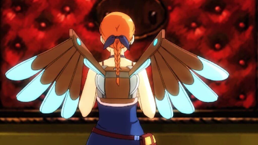 Imagem capturada dentro do jogo do Forgotton Anne, com uma menina de asas.