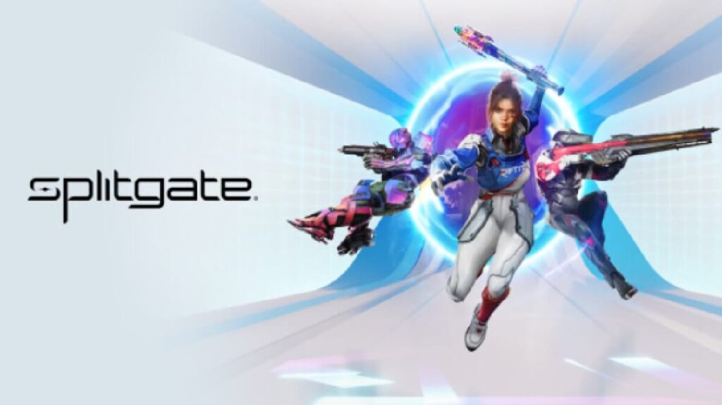 Banner com um personagem feminino do jogo Splitgate.