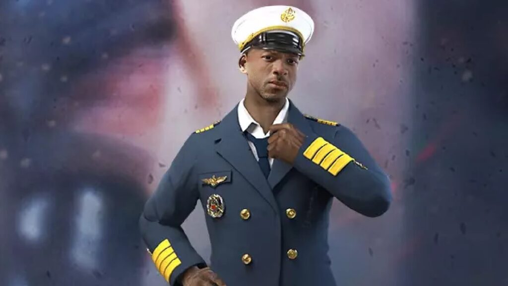 Personagem Ford do Free Fire usando roupa de marinheiro.