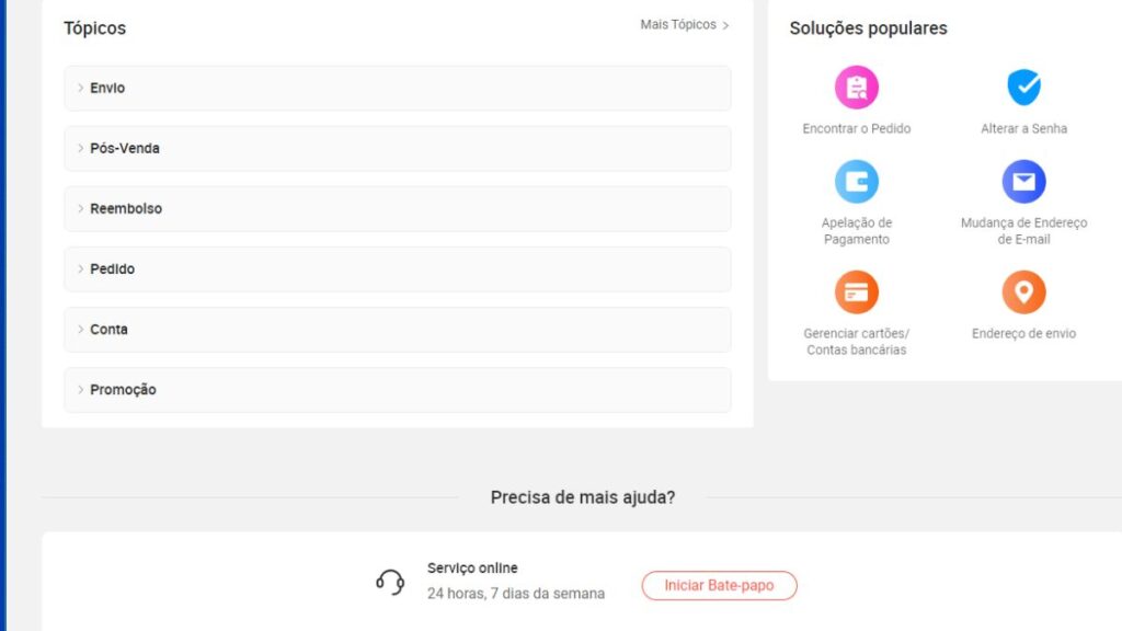 Telefone AliExpress: WhatsApp, Chat Online e demais contatos! 2 Serviço online do Aliexpress.