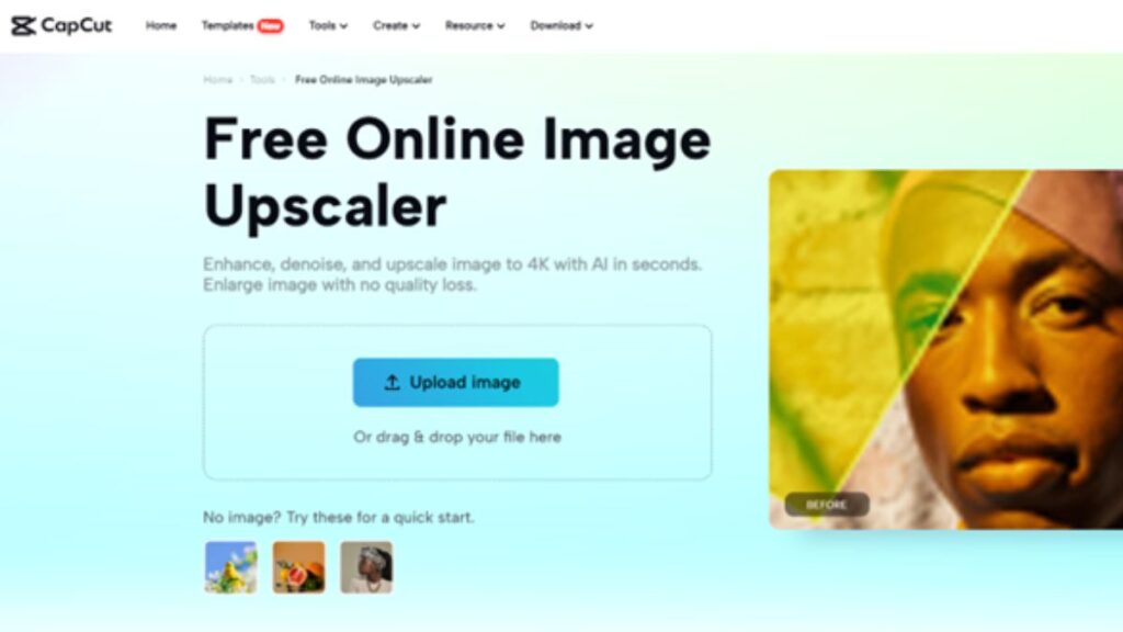 Como melhorar suas imagens e aumentar sua marca sem esforço com IA? 2 Fazer upload da imagem