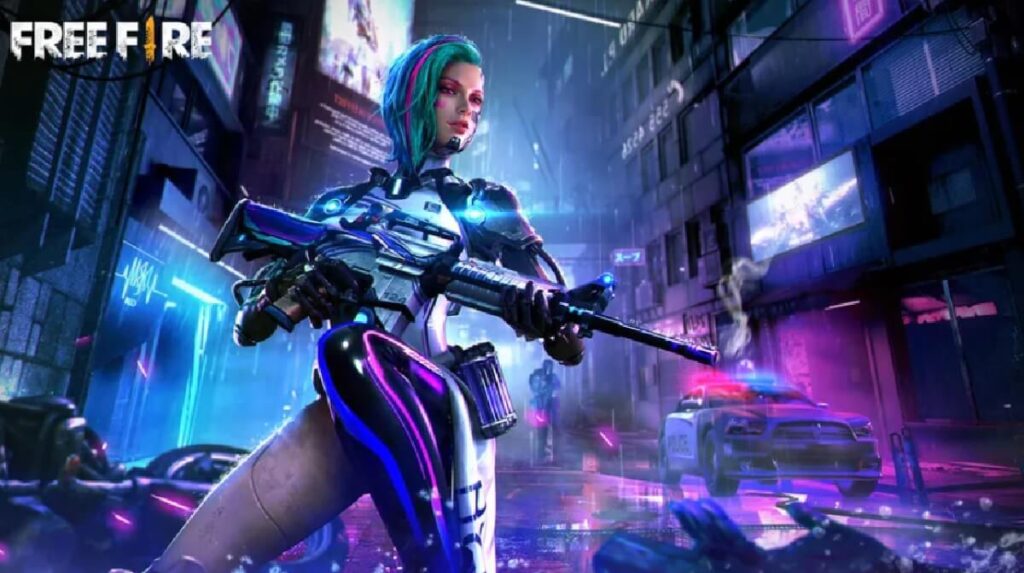Banner do jogo mostrando uma personagem que é metade humana e a outra metade em metal.
