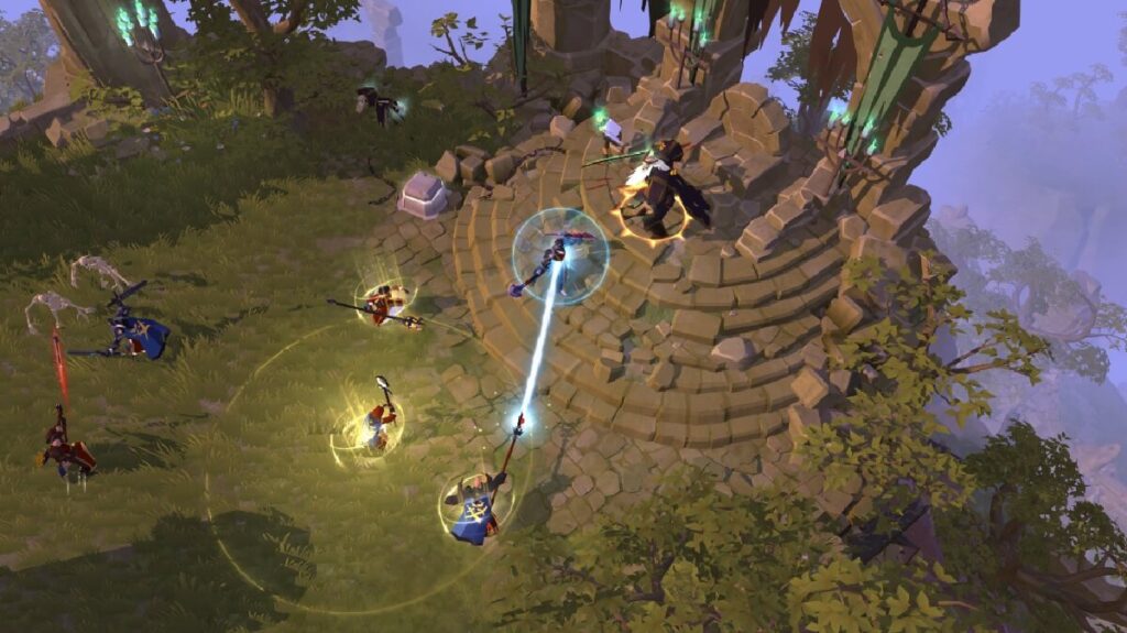 Imagem de uma partida do jogo mostrando jogadores em batalha.